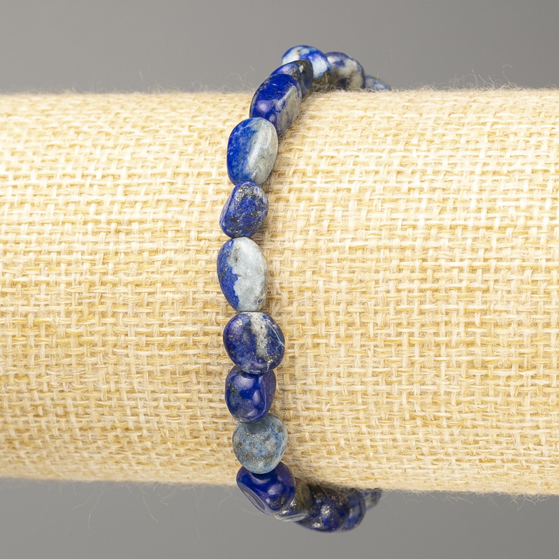 Lapis Lazuli Bracelet with Natural Stone Beads, Tumbled, 7×8mm, Stretch, 18cm