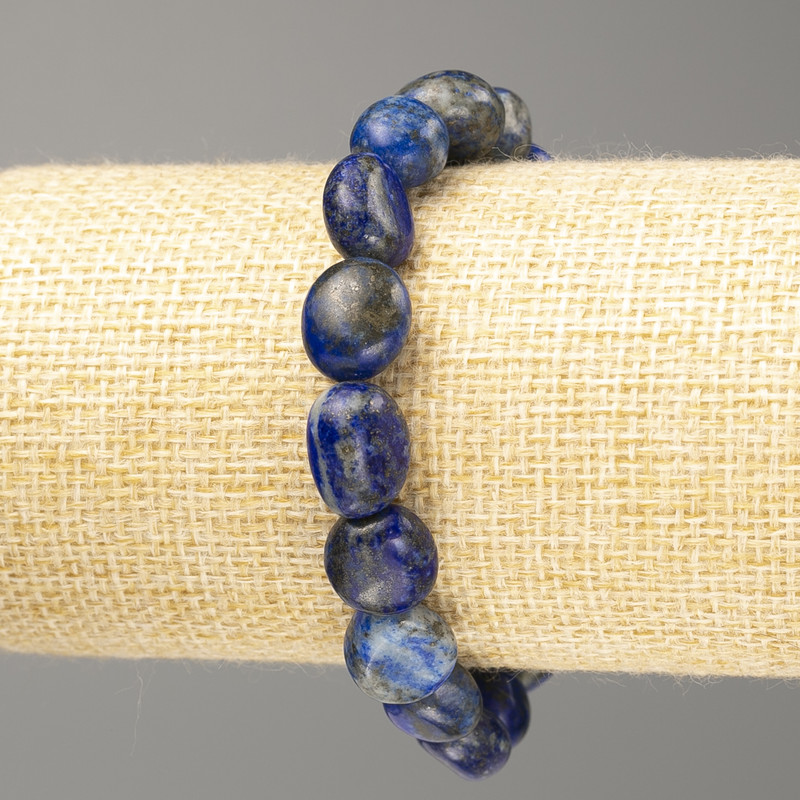 Lapis Lazuli Bracelet with Natural Stone Beads, faceted, diameter 10x12mm±, length 18cm (stretch)