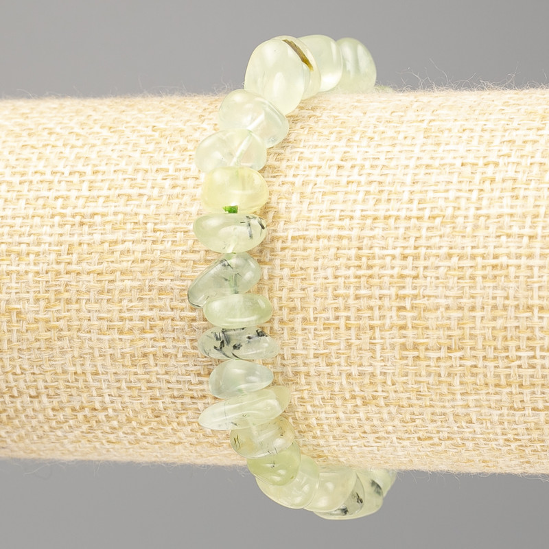 Bracelet Prehnite natural gemstone, faceted beads, diameter 11x5(±)mm, length 18 cm (stretch)