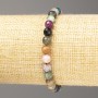 Bracelet Assorted Natural Stone, faceted beads, diameter 6(±)mm, length 18cm (stretch)