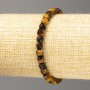 Tiger's Eye Bracelet, natural stone, faceted cube 5x5 mm, length 18 cm (stretch)