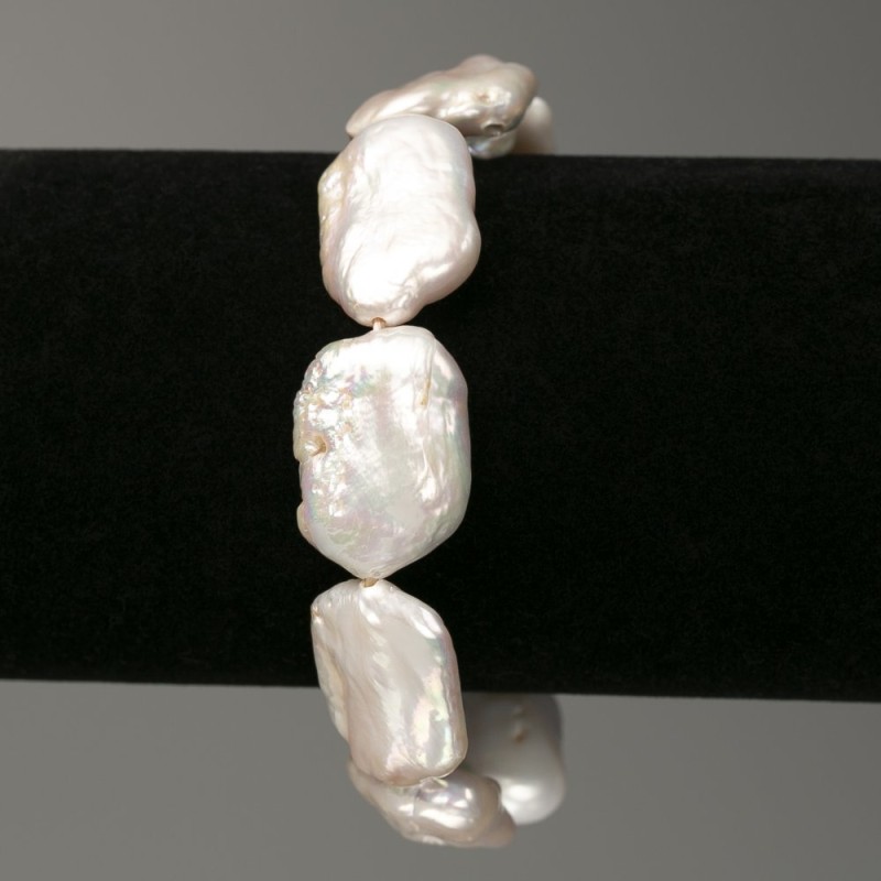 Baroque Pearl Bracelet, 'Petrol' Shade, 14×23 mm ±, Length 18 cm ± (stretch)