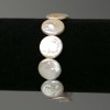Bracelet with Baroque Pearls, coin-shaped, petrol shade, diameter 16mm, length 18cm, stretch