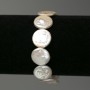 Bracelet with Baroque Pearls, coin-shaped, petrol shade, diameter 16mm, length 18cm, stretch