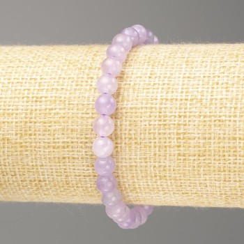 Amethyst Bracelet (plated Quartz imitation) smooth beads, 6mm diameter ±, length 18cm (stretch)
