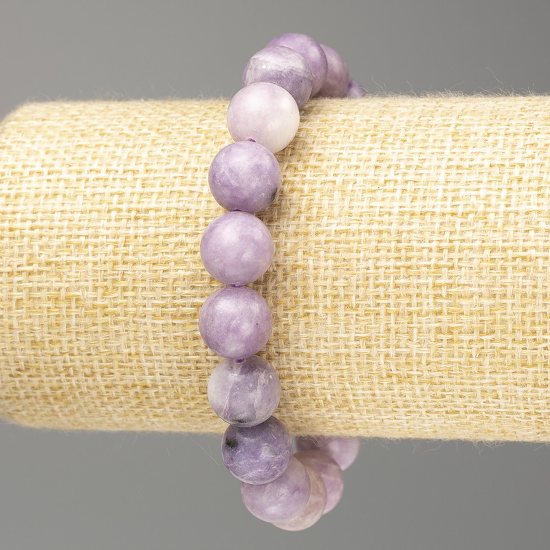 Bracelet Lepidolite (artificial acrylic) smooth beads, diameter 10.5mm±, length 18cm (stretch)