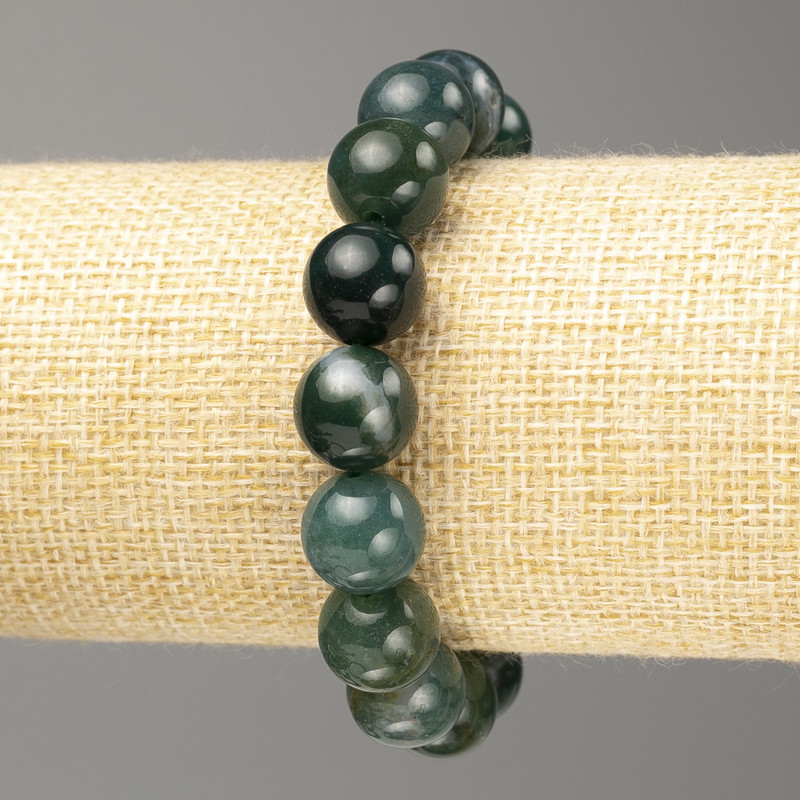 Jasper Bracelet Green, Smooth Bead, 12mm Diameter, 18cm Length (Stretch)