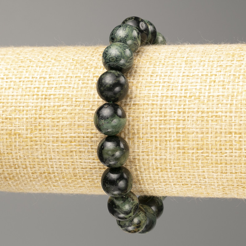 Ocean Jasper Bracelet, smooth round beads, diameter 10.5mm ±, length 18cm (stretch)