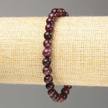 Bracelet Rubellite Tourmaline Smooth Bead 6.5-6.0 mm, length 18 cm (stretch)