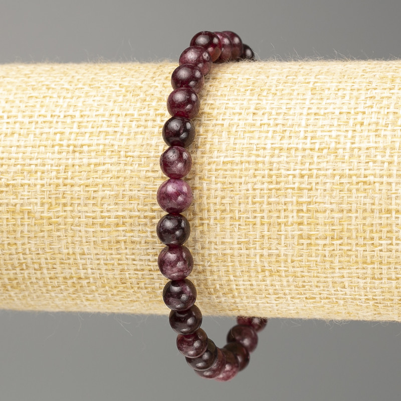 Bracelet Rubellite Tourmaline Smooth Bead 6.5-6.0 mm, length 18 cm (stretch)