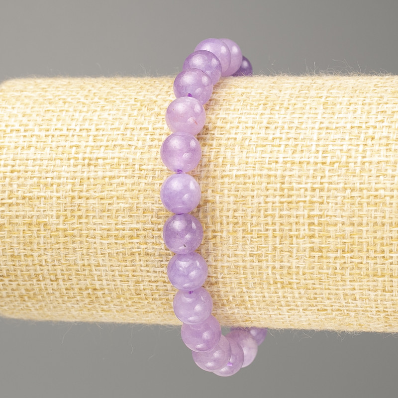 Amethyst Bracelet (artificially tinted quartz) smooth beads, diameter 8mm±, length 18cm (stretch)
