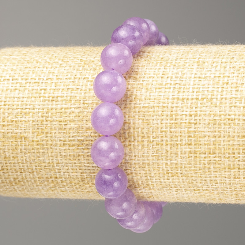 Bracelet Amethyst (loose Stone Tuned Quartz) smooth bead, diameter 10mm±, length 18cm (stretch)