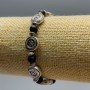 Matte Shungite Bracelet (single) Smooth Bead, 6mm ± diameter, 18cm length (stretch) with Silver Inserts, 11x4mm diameter