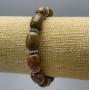Jasper Heliodor Bracelet with Natural Stone, 10x14 mm +/- beads, length 18 cm (stretch), barrel, with silver inserts