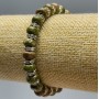 Jasper Heliodor Bracelet with White Crystals, Smooth Rondels, 8x5 mm, Stretch, 18 cm