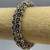Women's Bracelet with Flowers, 12 mm ± bead diameter, 18 cm (stretch) silver metal