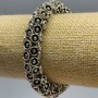Women's Bracelet with Flowers, 12 mm ± bead diameter, 18 cm (stretch) silver metal
