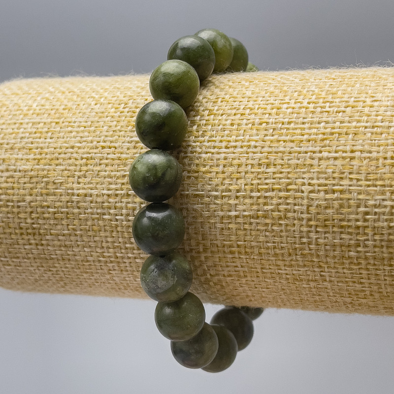 Bracelet Jadeite (artificial acrylic) smooth beads, diameter 10.5mm±, length 18cm (stretch)