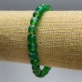 Bracelet Chrysoprase Natural Stone, faceted cube beads, diameter 7mm±, length 18cm (stretch)