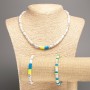 Set "Ukraine" Chalcedony natural stone cylinder, diameter 10x6mm± + Polymer clay, length 46cm±, and length 18cm (stretch)
