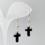 Hematite Cross Earrings, 10×15 mm diameter, length 35 mm