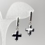 Hematite Cross Earrings, diameter 12mm ±, length 32mm