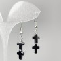 Earrings Hematite Cross, diameter 8.5×22mm±, length 44mm
