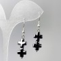Earrings Hematite Crosses, diameter 10x21mm+-, length 43mm