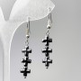 Earrings Hematite Crosses, diameter 8×26mm ±, length 45mm