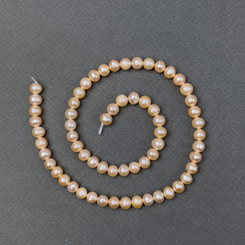 Peach Freshwater Pearls on a Thread d 6-7mm+-, length 37cm+