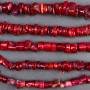 Natural coral faceted on thread, diameter 11x8mm+-, diameter 10x5mm+-, length 43cm+- (per 100 g) (assorted sizes)