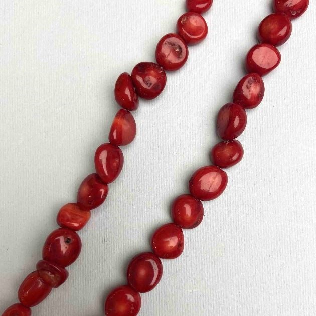 Natural coral oval on thread, diameter 11-13×11-12mm, length 40cm