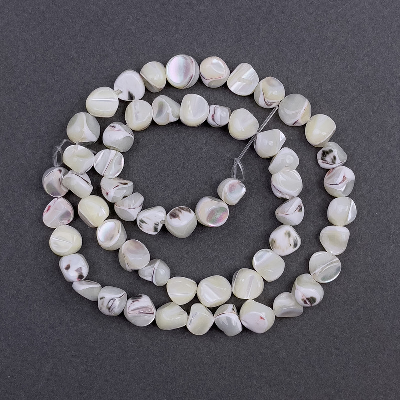 Mother-of-Pearl Faceted Beads, 8x6mm, 37 in. (approx.) on Thread