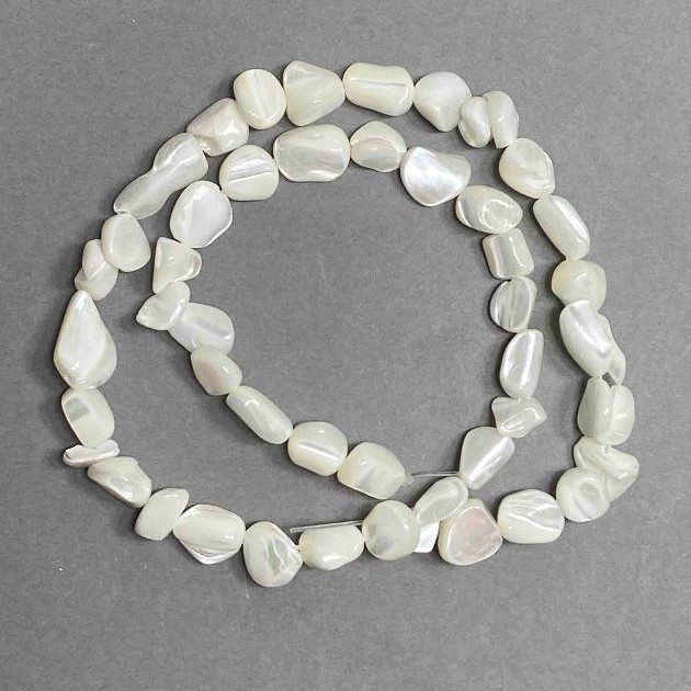 Mother-of-P pearl Tube Beads 8x6mm, 41cm length on fishing line
