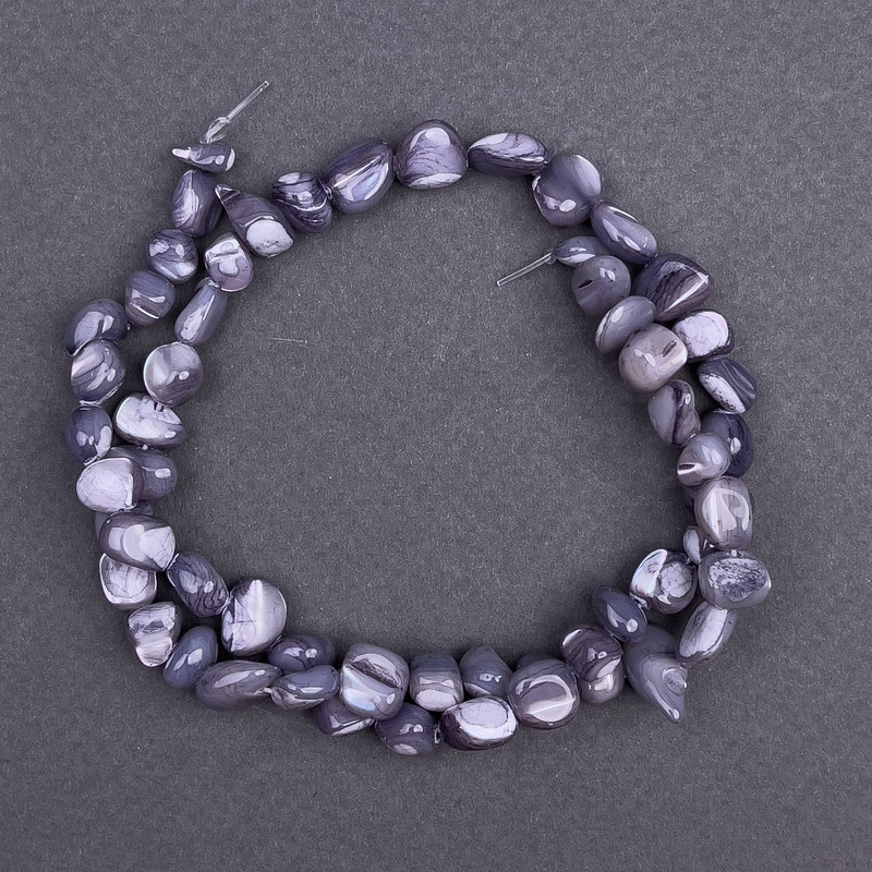 Gray Mother-of-Pearl Faceted Beads 8x6 mm, diameter 8x6 mm, 41 cm long on a fishing line