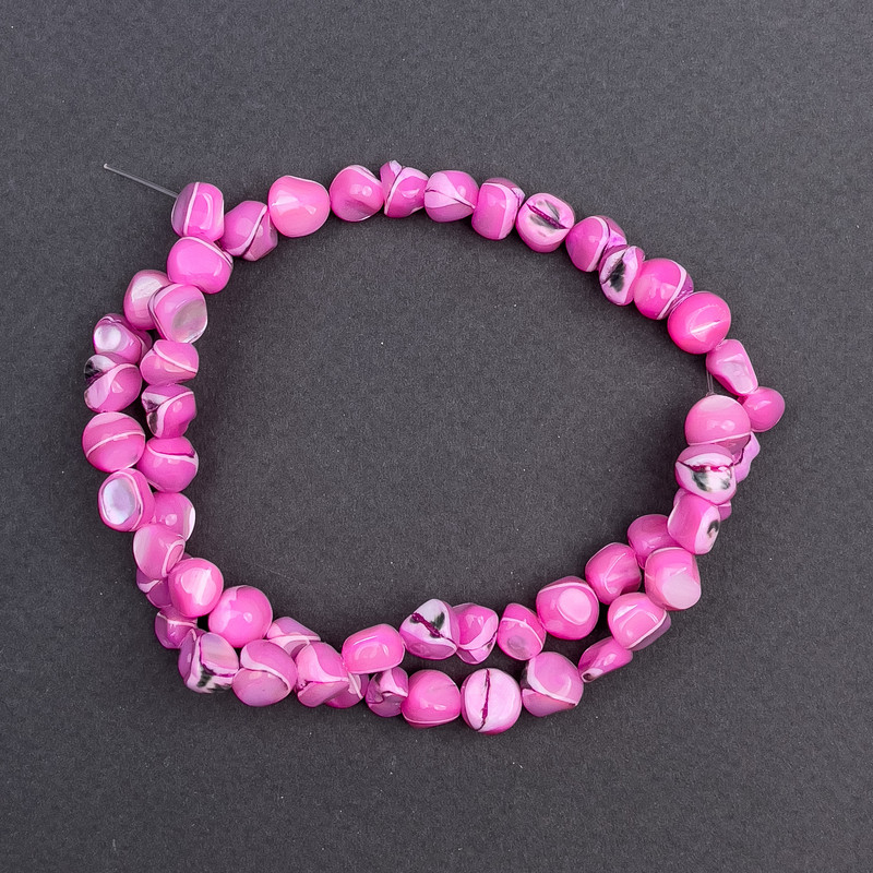 Beads, Toned Pink Pink Oyster Pearl Nuggets 8x6 mm ±, 41 cm ± string