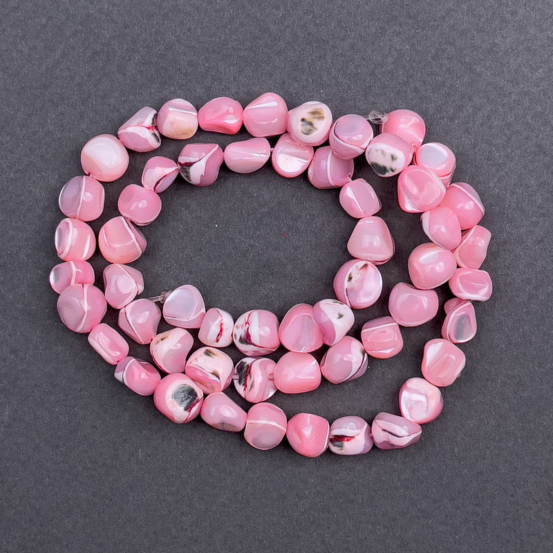 Pearl-Iot Beads Pink Mother-of-Pearl Faceted, 8x6 mm, 41 in. on Thread