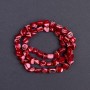 Red-toned Mother-of-Pearl Teardrop Beads, 8x6 mm, 41 cm string on thread