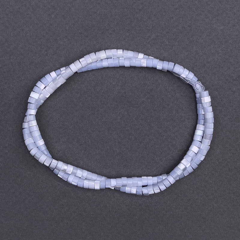 Toned Pearls Beads Blue-Grey Disk-shaped 4x2mm, 40cm+ length on beading thread