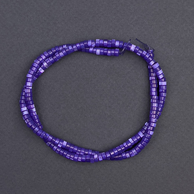 Toned mother-of-pearl beads purple washer, diameter 4x2mm+-, length 40cm+- on thread