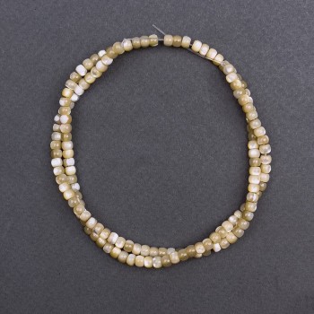 Beads Mother-of-P pearl Beige Smooth Rondelle 4×3 mm, 40 cm length on beading thread