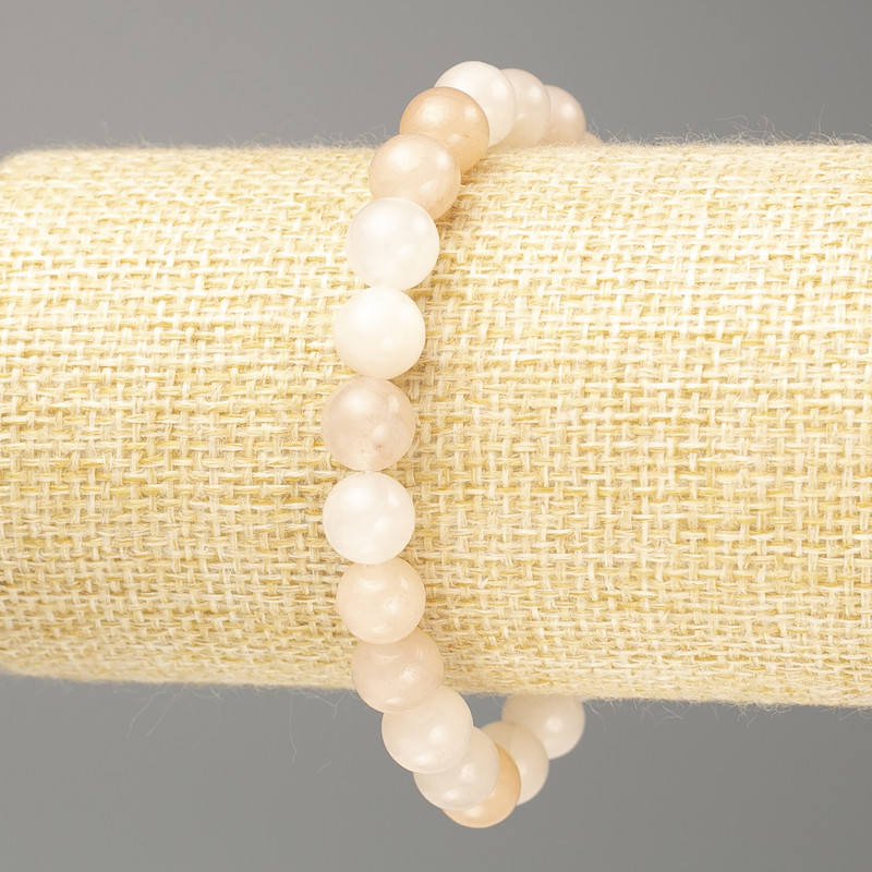 Bracelet Selenite (artificial acrylic) smooth bead, diameter 8mm+-, length 18cm (stretch)