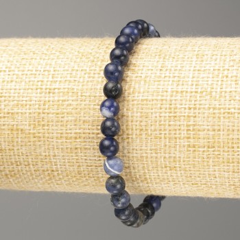 Sodalite Bracelet Natural Stone Bead Smooth Round 6mm diameter, 18cm length (stretch)
