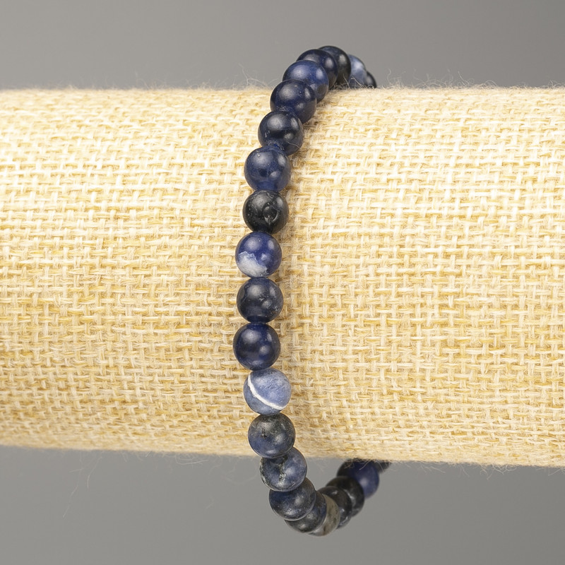 Sodalite Bracelet Natural Stone Bead Smooth Round 6mm diameter, 18cm length (stretch)