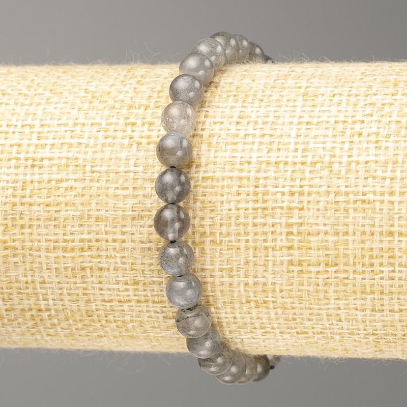 Bracelet Labradorite natural stone smooth bead, diameter 6mm+-, length 18cm (stretch)