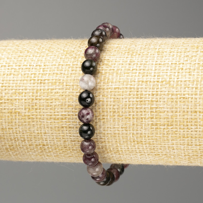 Tourmaline Bracelet Natural Stone Smooth Bead, diameter 6.5mm±, length 18cm (elastic)
