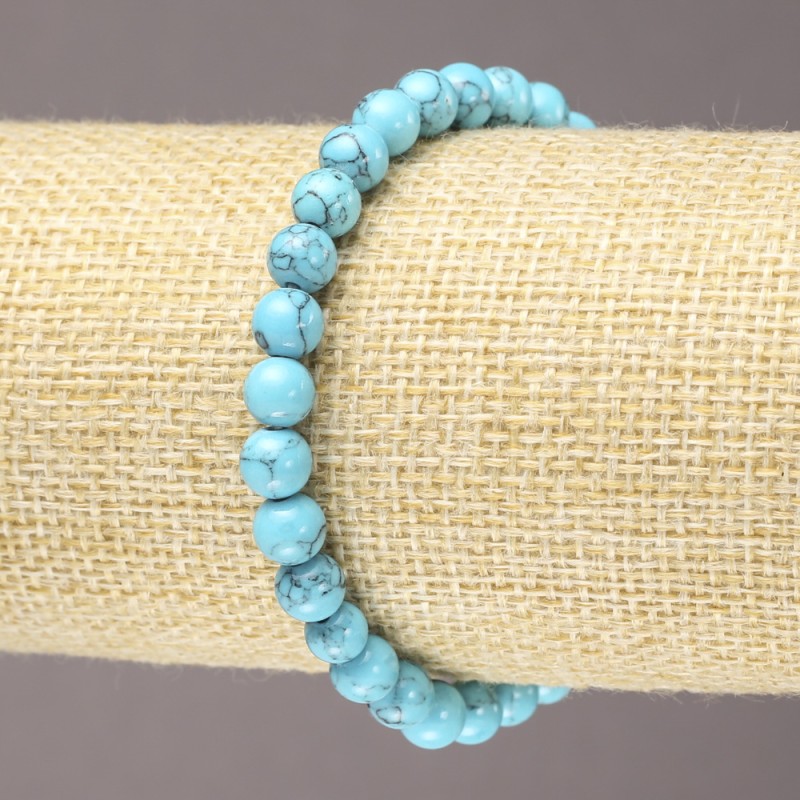 Elastic Bracelet Turquoise (Polished) Smooth Bead, 6mm diameter