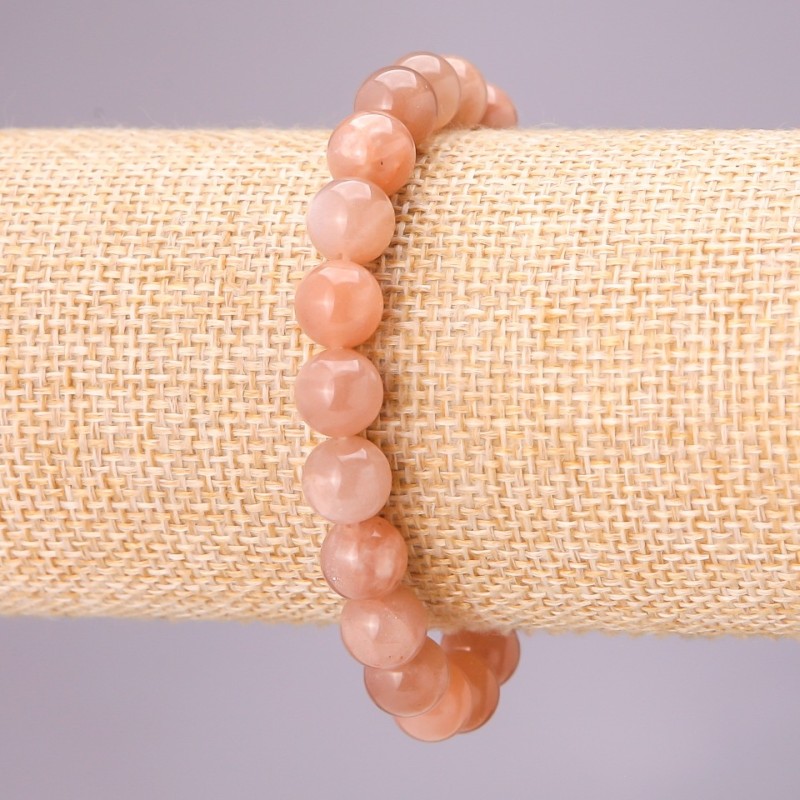 Natural Stone Selenite Bracelet on Elastic with Smooth Round Beads, 10mm diameter (±), 18cm circumference
