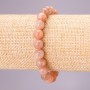 Natural Stone Selenite Bracelet on Elastic with Smooth Round Beads, 10mm diameter (±), 18cm circumference