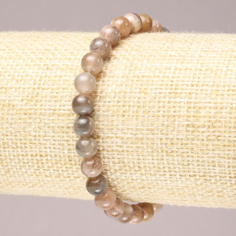 Elastic Bracelet with Selenite Beads, Smooth 6mm Sphere